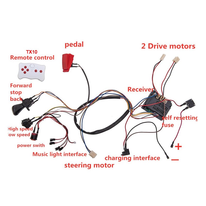 weelye 12 Volt Children Electric Car DIY Modified Wires and Switch Kit,with 2.4G Bluetooth Remote Control and Receiver,for Children Electric Ride On Car Accessories - Image 2